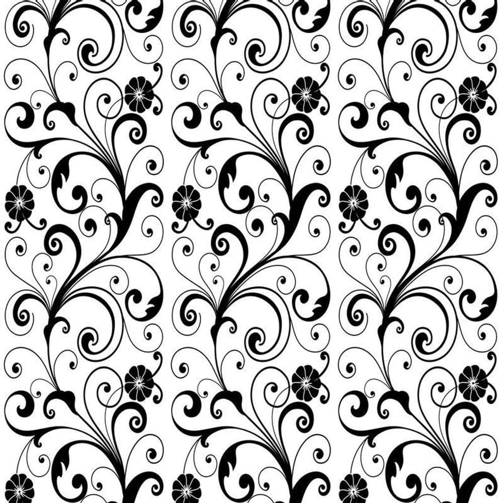 Papel Parede Flores Preto Branco Adesivo Quarto Casal Sala