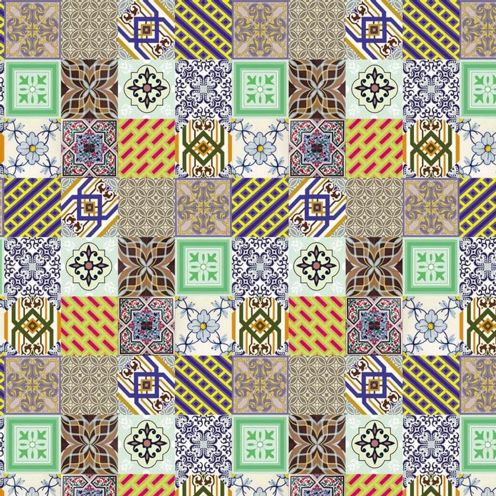 Papel De Parede Azulejo Português Colorido Cozinha Banheiro