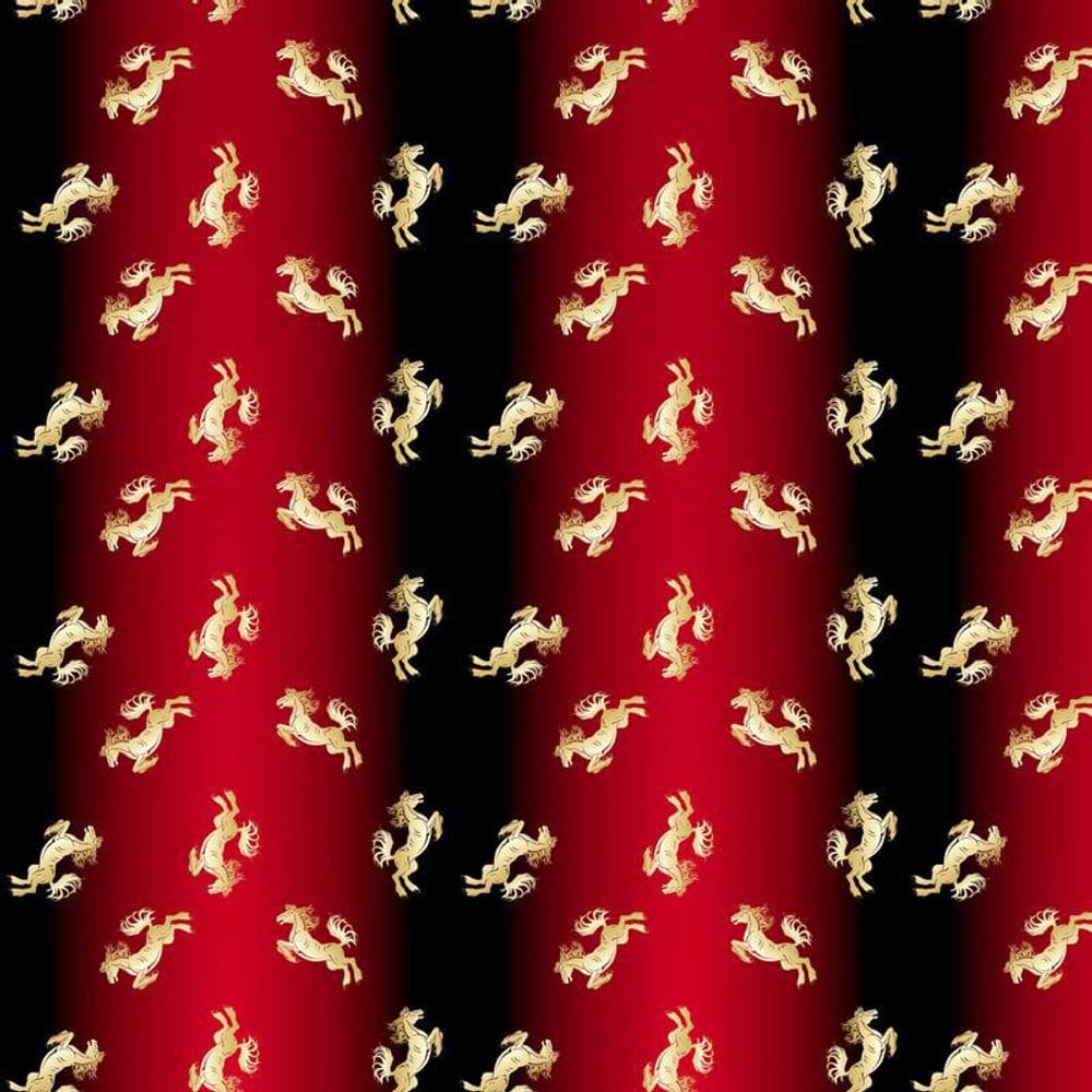 Papel De Parede Cavalo Dourado Fundo Preto Vermelho Adesivo