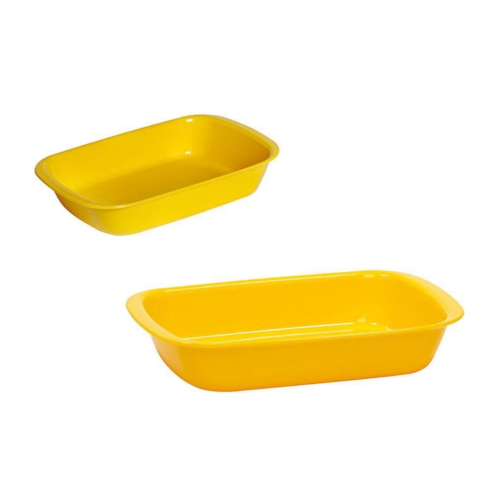 Kit De Travessa Servir Vemplast 2 Peças P+M Amarelo