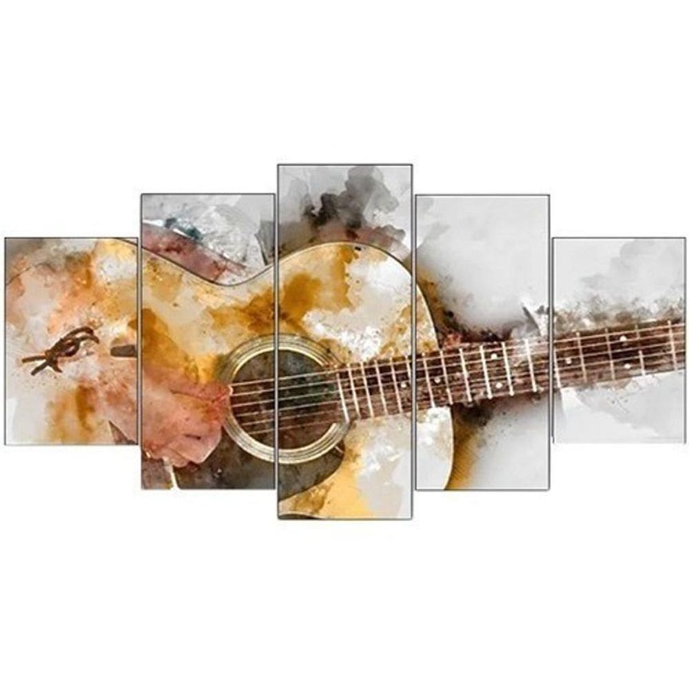 Quadros Decorativos 5 Peças Violao Musicas Abstrato