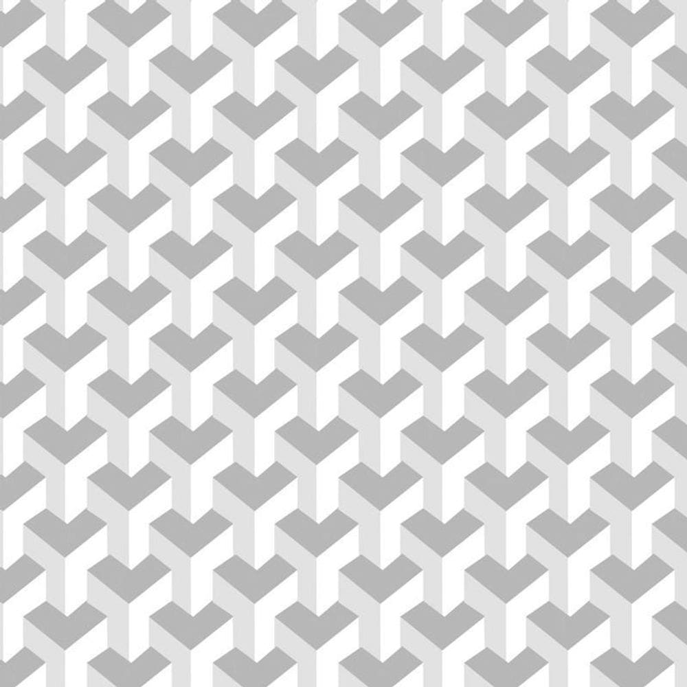 Papel De Parede Textura Bloco Cinza E Branco 3D Adesivo