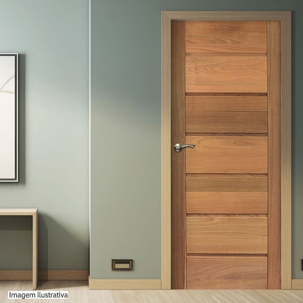 Folha de Porta Madeira Maciça Angelim 210cm X 80cm Sete Réguas Horizontais Jomadi Natural