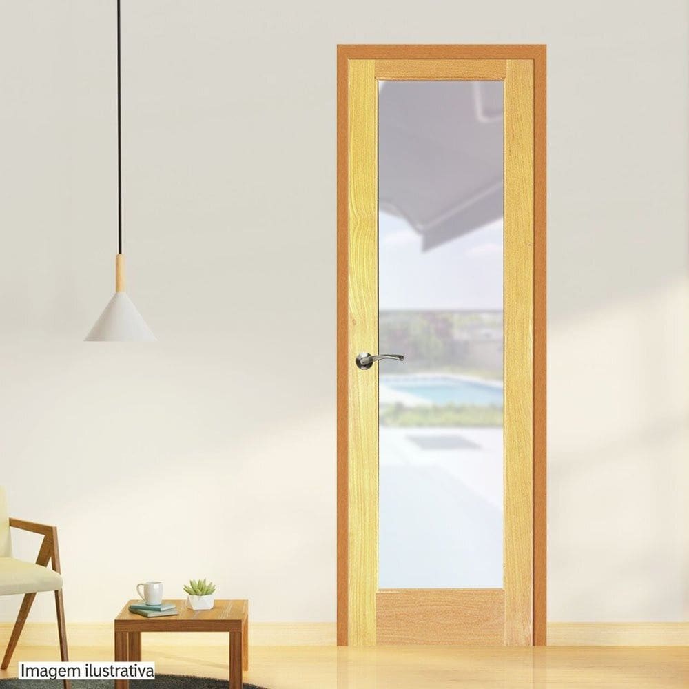 Folha de Porta Madeira Maciça Angelim 210cm X 82cm Panorâmica Jomadi Natural