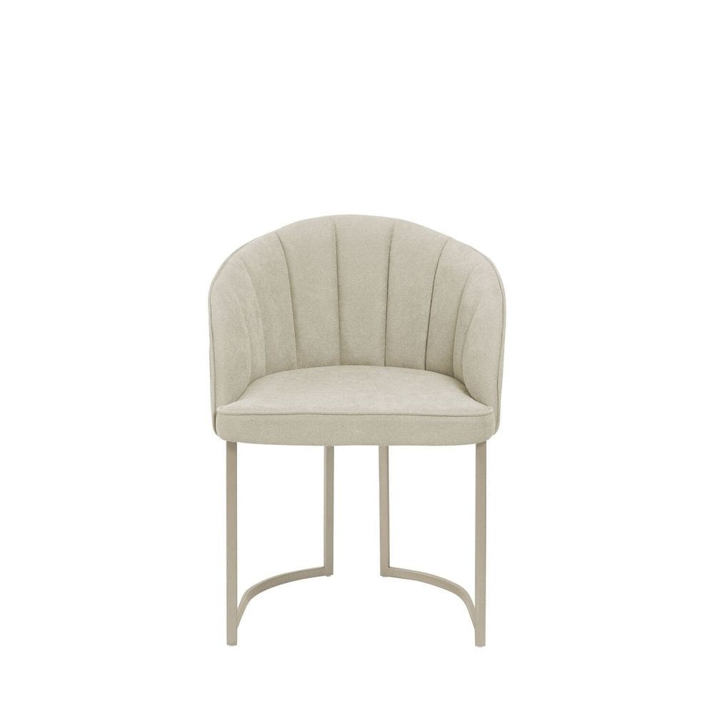 Cadeira com Encosto Anatômico e Pés de Aço Beverly Champanhe/Soft Palha