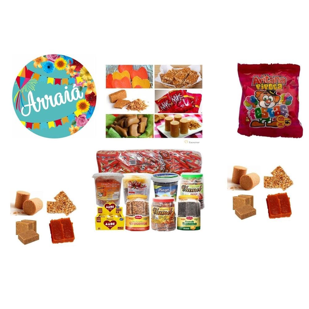 Kit Doces Diversos Para Festa Junina 100 Pessoas + Bandeiras