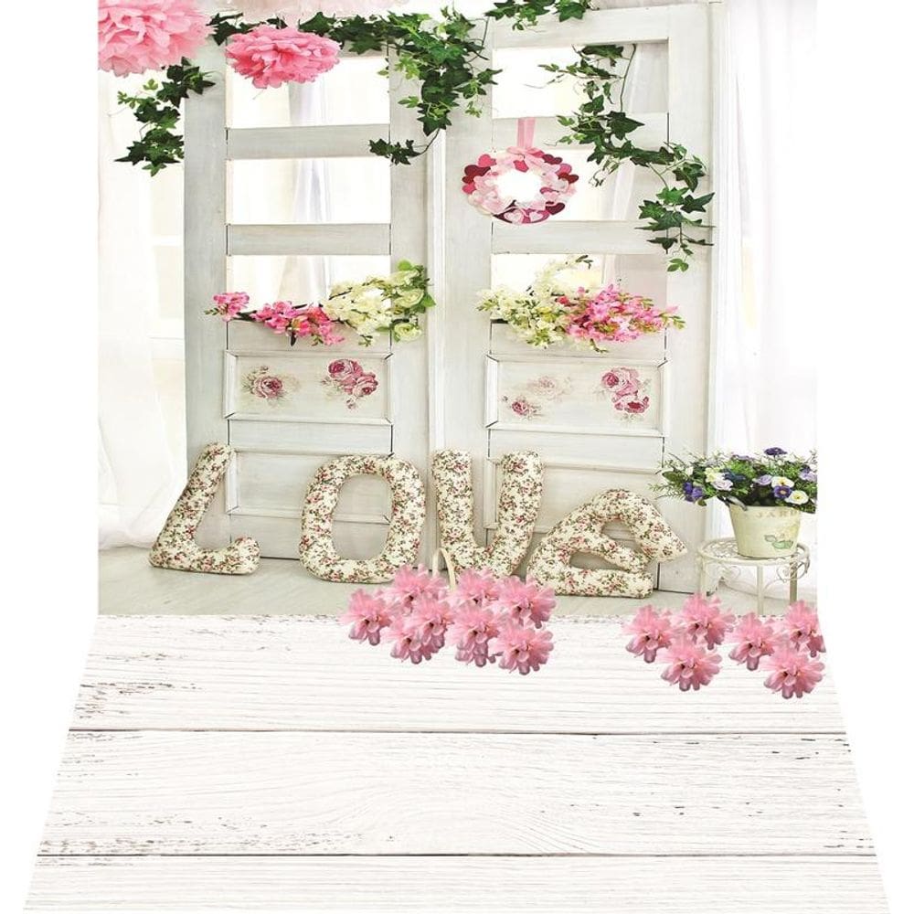 Fundo Fotográfico Em Tecido Newborn Janela Floral 1,50X2,50