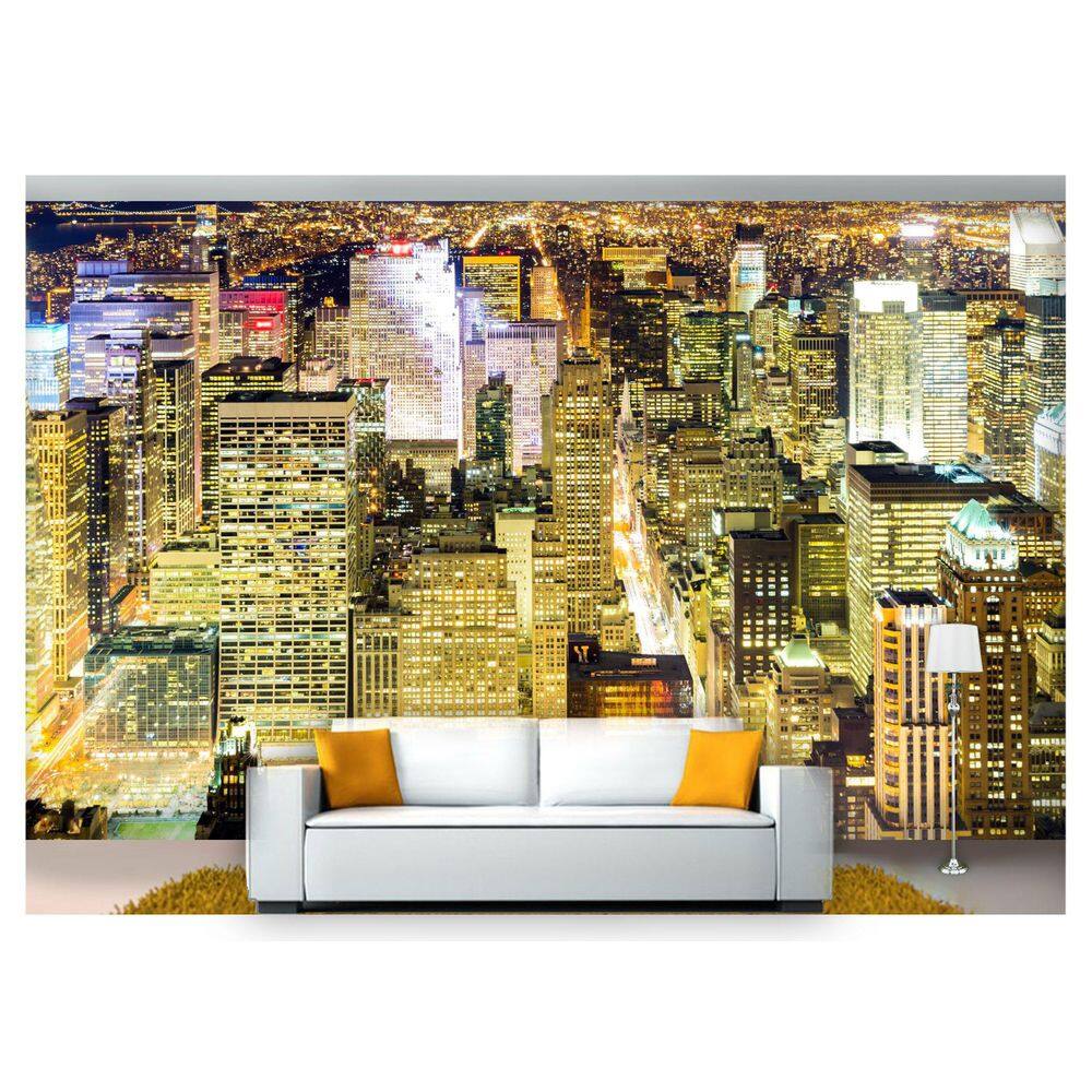 Papel De Parede Cidade Prédios Luzes Noite 3D Ncd246