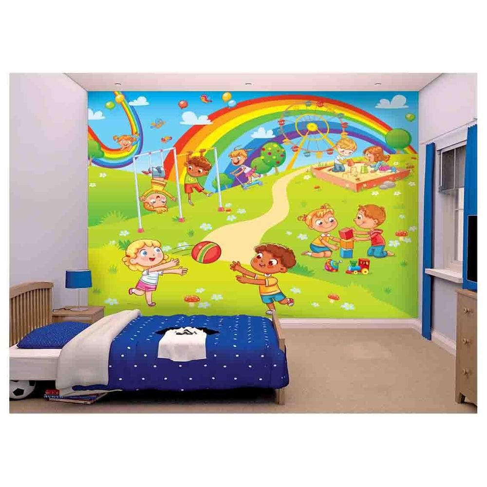 Papel De Parede Infantil Crianças Parquinho  Azs172