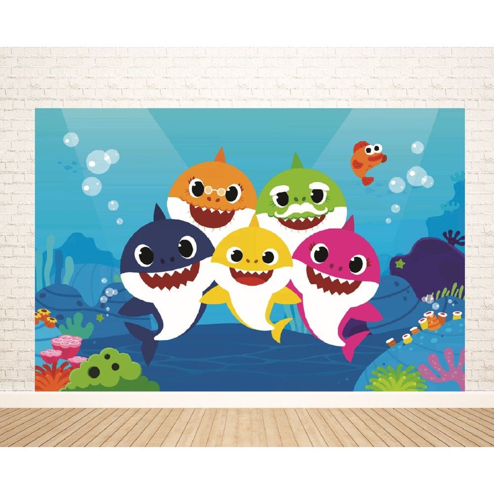 Fundo Fotográfico Em Tecido Baby Shark 2,80X1,50.
