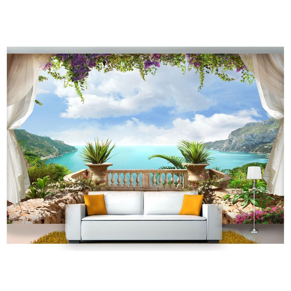 Papel De Parede Paisagem Digital Varanda Praia  Dah17