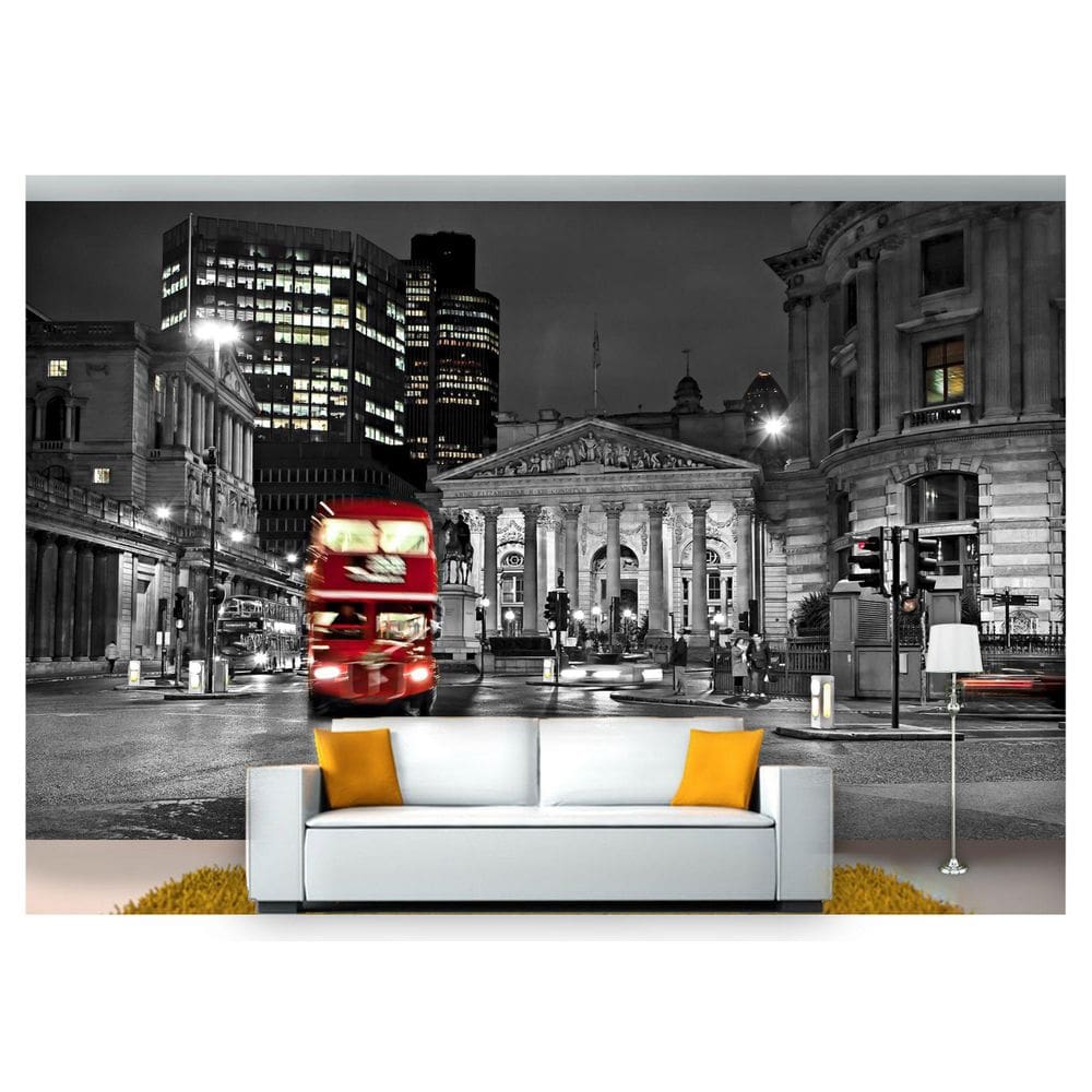 Papel De Parede Cidade Londres Ônibus Cinza Ncd158