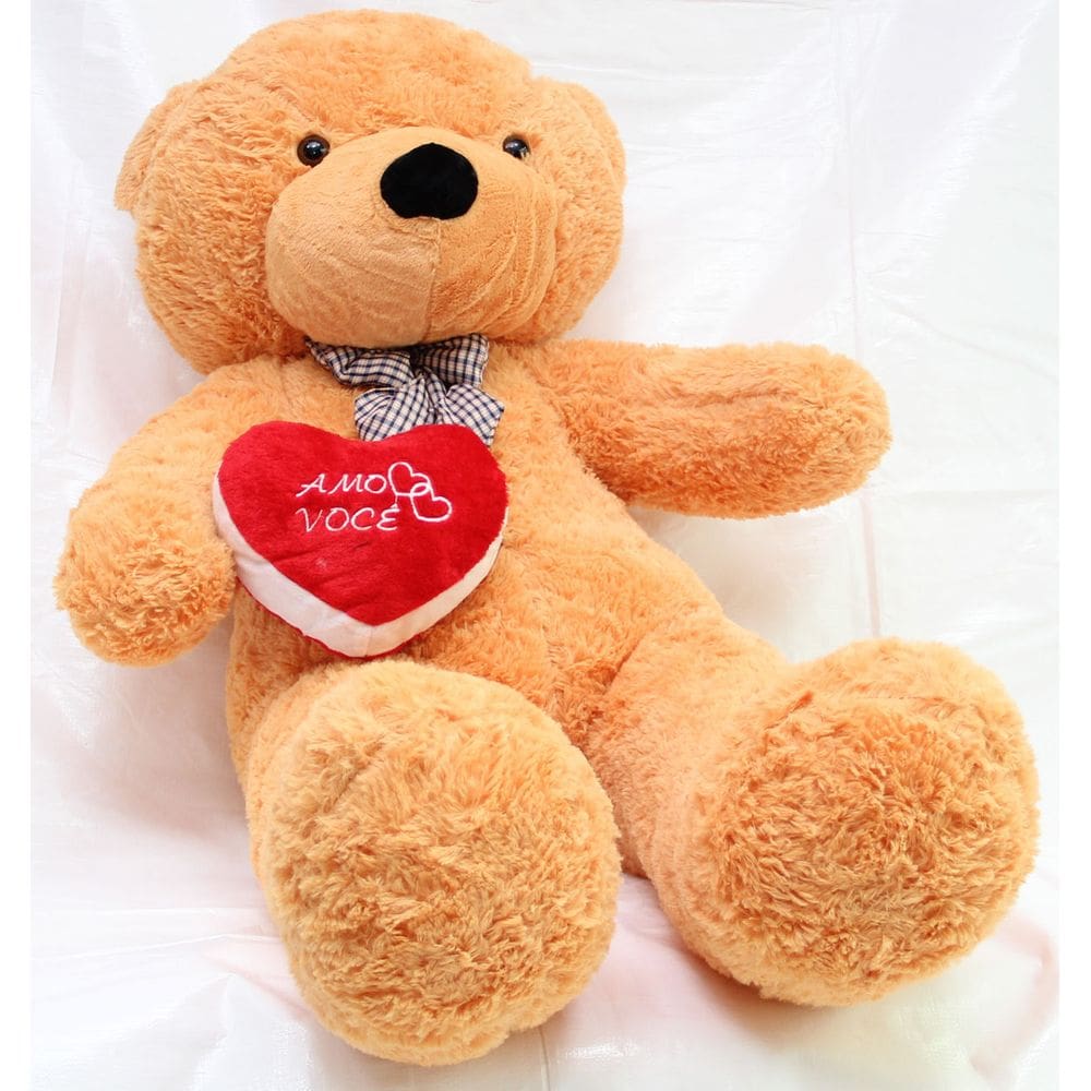Urso de Pelúcia Ursinho Gigante de 1,4 metros + Coração Love