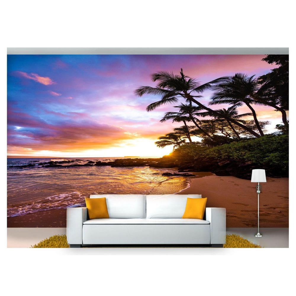 Papel De Parede Praia Mar Por Do Sol Coqueiro  Npr237