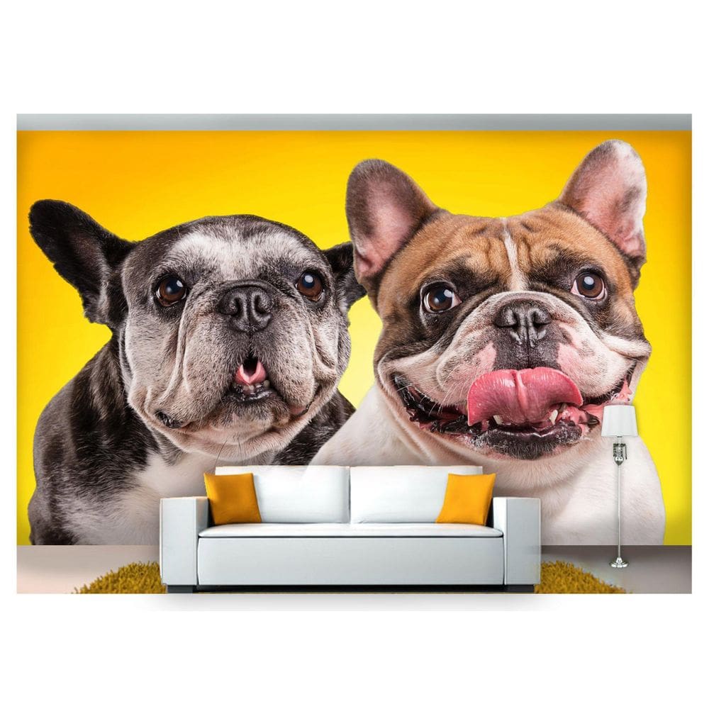 Papel De Parede Animais Casal Cachorros 3D Anm152
