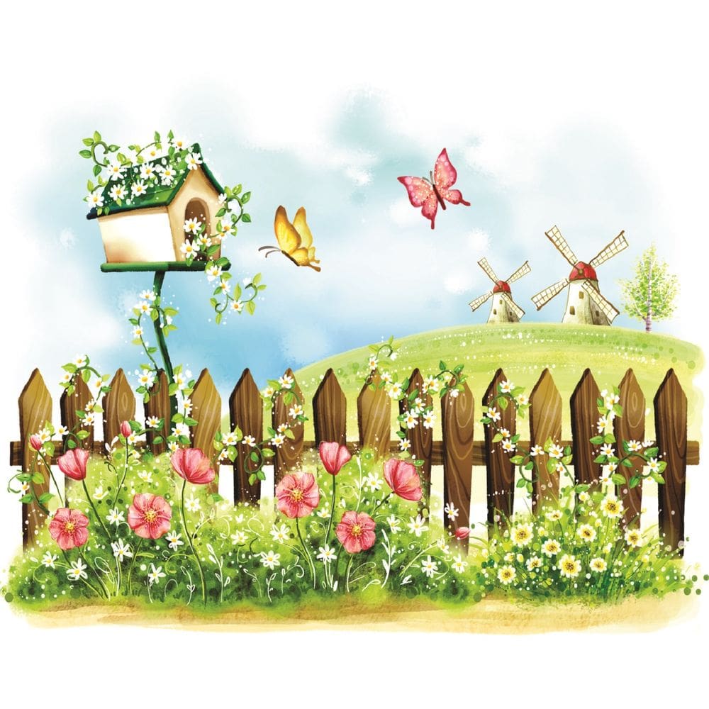 Fundo Fotográfico Em Tecido Jardim Das Borboletas 2,80X1,50.