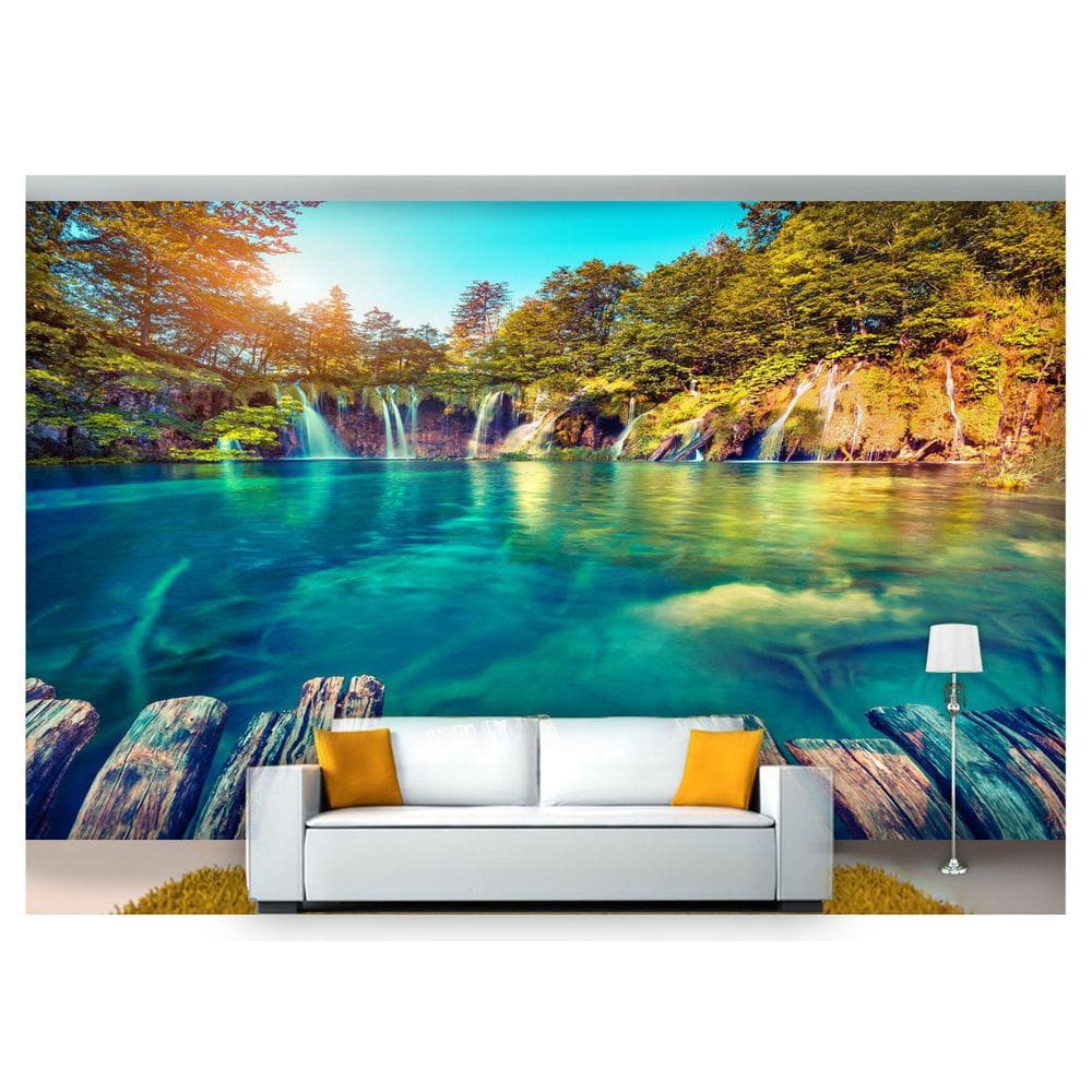 Papel De Parede Cachoeira Natureza Ponte 3D Nch158
