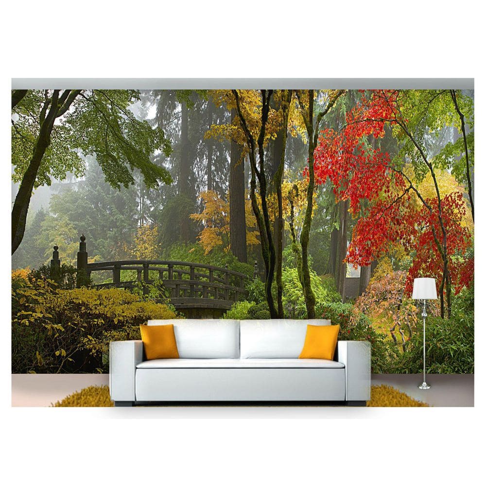 Papel De Parede Jardim Japonês Árvore 3D Jjp33