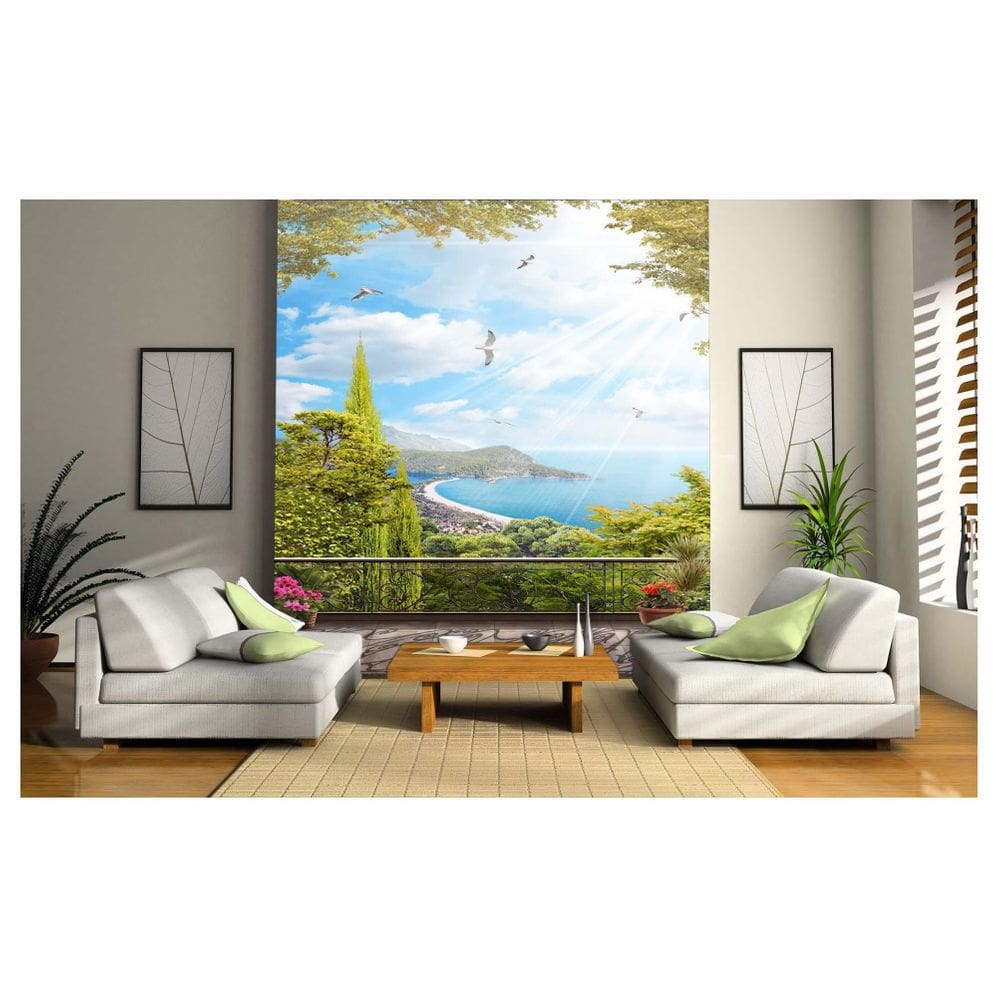 Papel De Parede Paisagem Digital Jardim Mar 3D Dav16