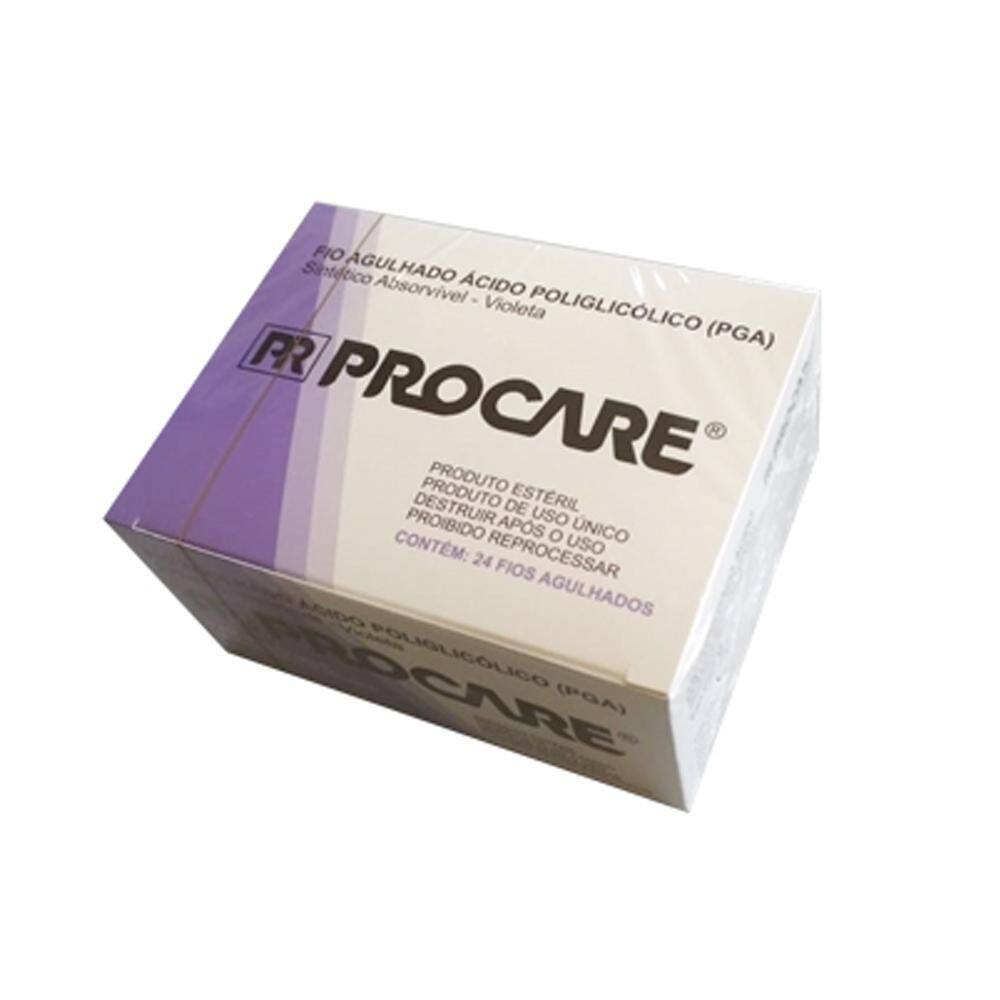 Fio De Sutura Agulhado Absorvível Pga 1-0 Com 24 Fios