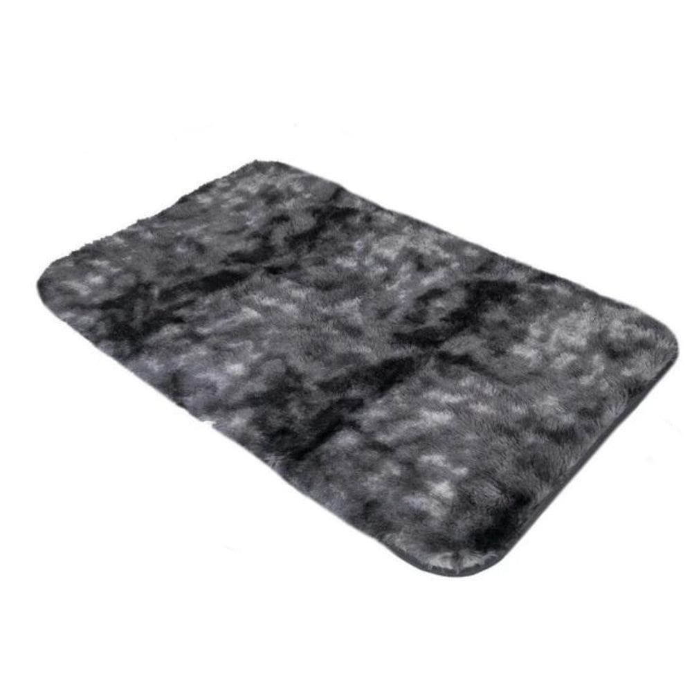 Tapete Porta Passadeira 1,00X0,55M  Cinza Mesclado Shaggy