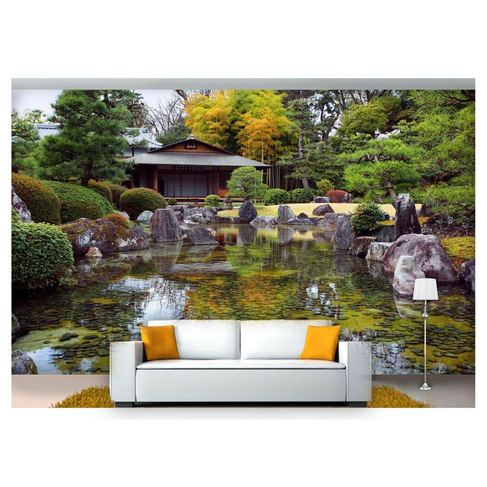 Papel De Parede Jardim Japonês Árvore Flor 3D Jjp32