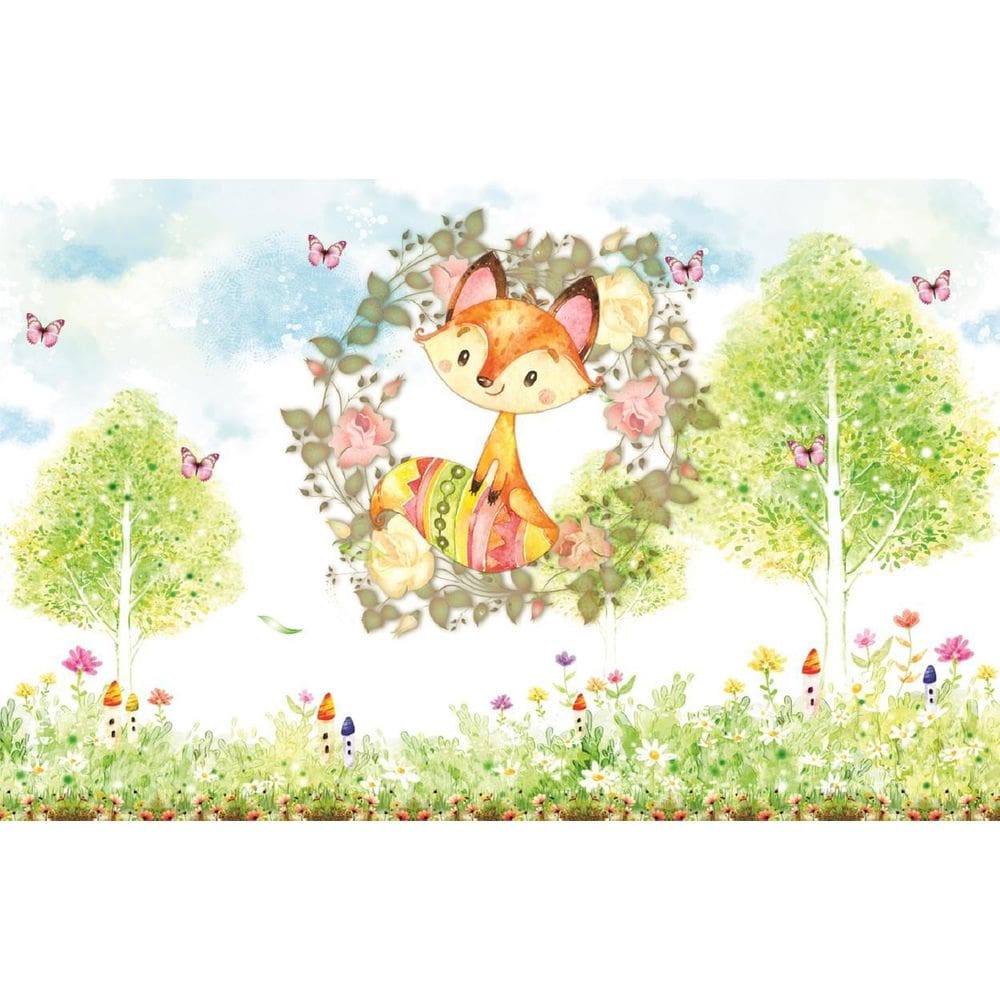 Fundo Fotográfico Em Tecido Raposa Jardim 2,60 X 1,50
