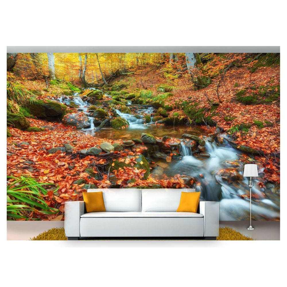 Papel De Parede Cachoeira Natureza Outono 3D Nch186