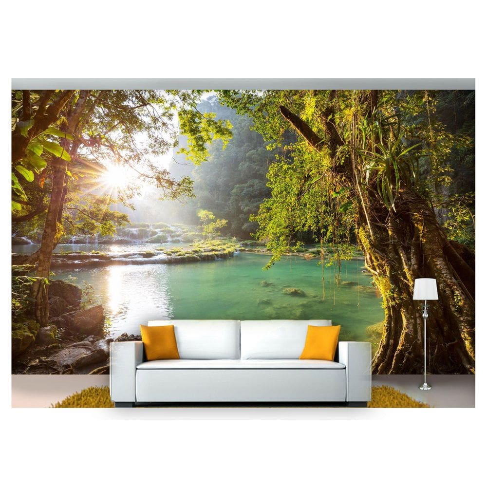 Papel De Parede Cachoeira Natureza Mata 3D Nch194