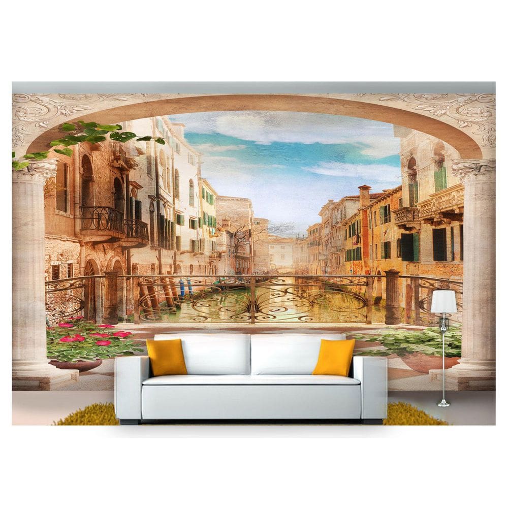 Papel De Parede Cidade Antiga Rua Européia 3D Cda29