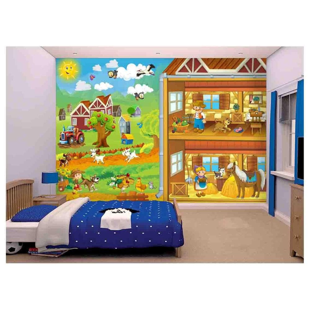 Papel De Parede Infantil Fazendinha Animais  Azs75