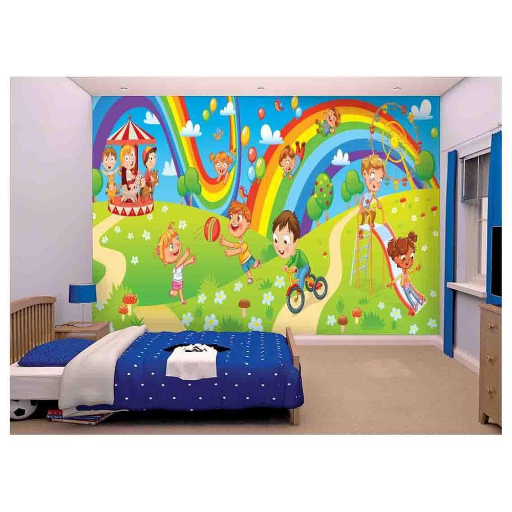 Papel De Parede Infantil Crianças Parquinho  Azs168