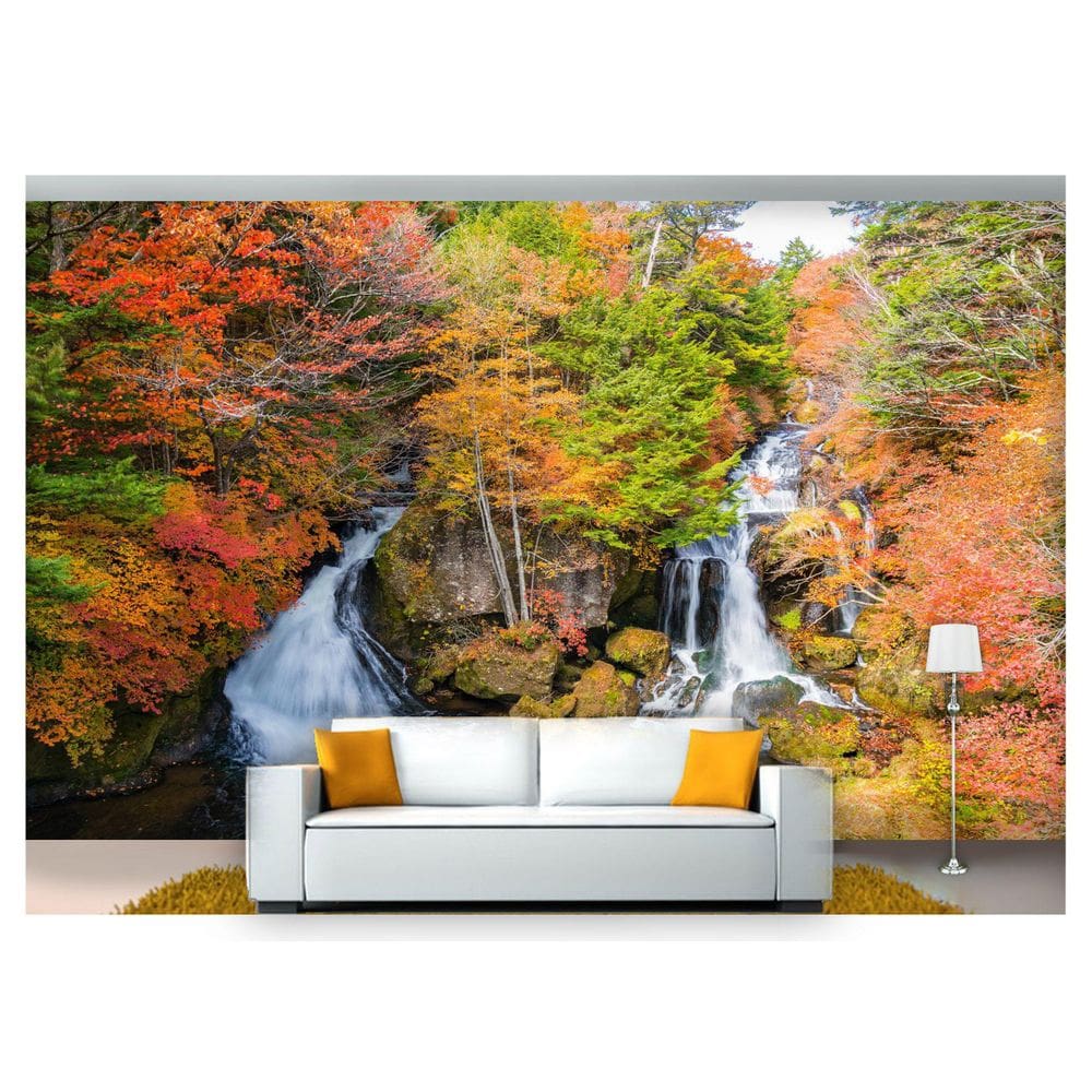 Papel De Parede Cachoeira Natureza Outono 3D Nch188