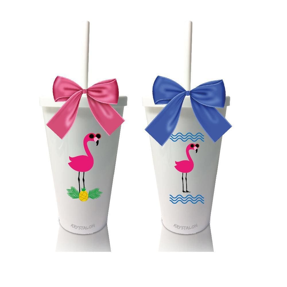 Kit 2 Copos Com Tampa E Laço Flamingo Dia Das Crianças