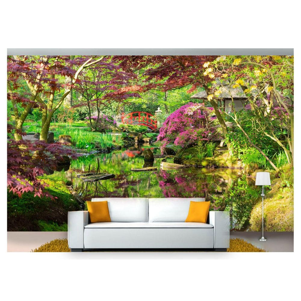 Papel De Parede Jardim Japonês Árvore 3D Jjp19