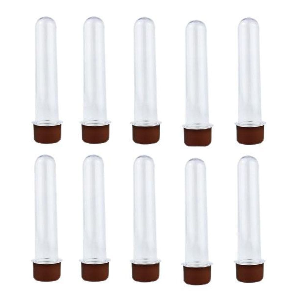 Kit 10 Tubete Marrom 12Cm Acrílico Para Personalizar Festa