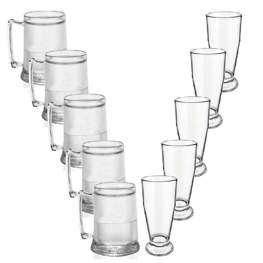 Kit 5 Canecas Gel E 5 Taças Tulipa Acrílico Krystalon