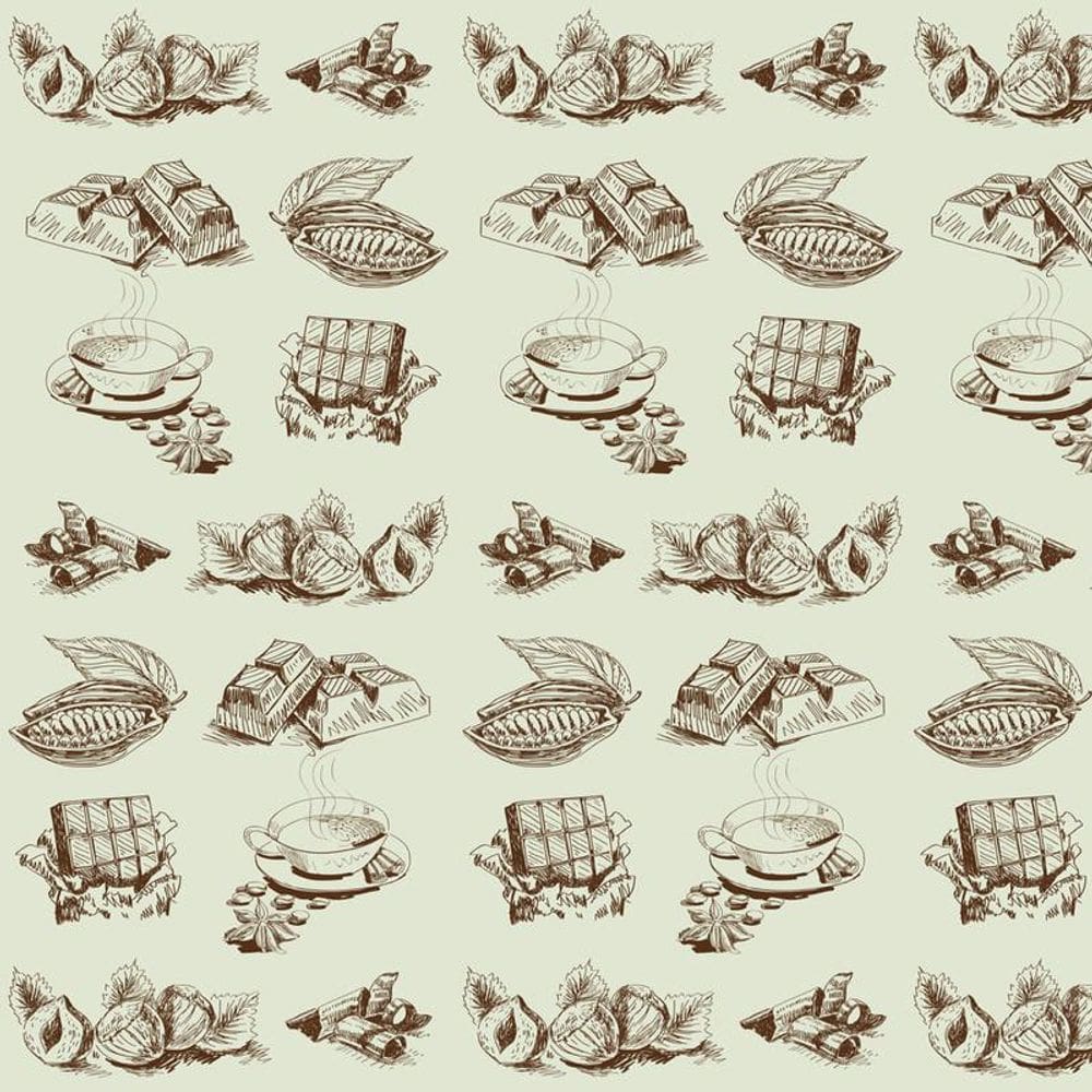 Papel Parede Fruta Cacau Chocolate Chá Autocolante Lavável