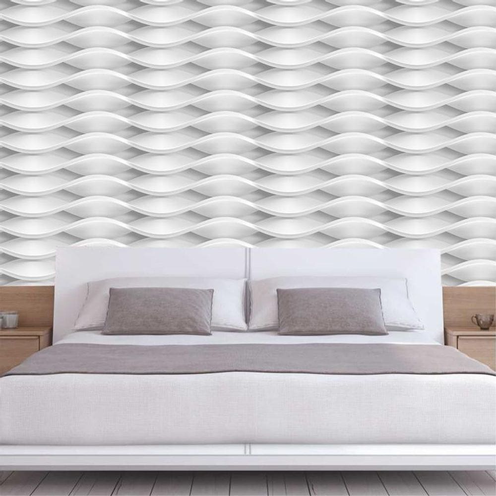 Papel De Parede Geométricos Ondas 3D Autocolante Lavável