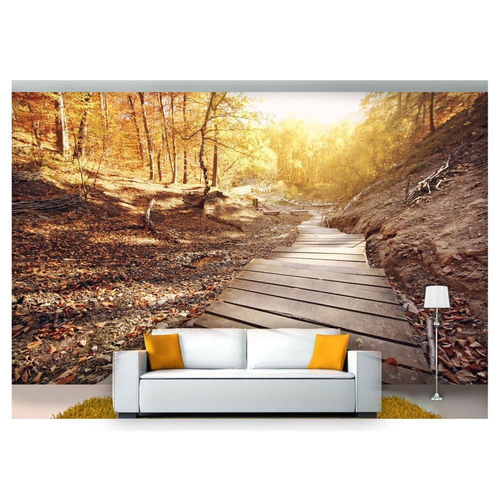 Papel De Parede Estrada Caminho Floresta 3D Nes095 3M²