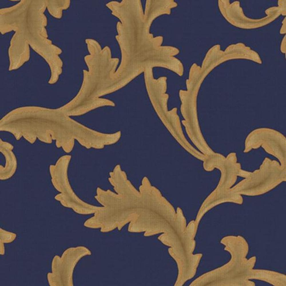 Papel De Parede K&G Arabesco Clássico Azul E Dourado