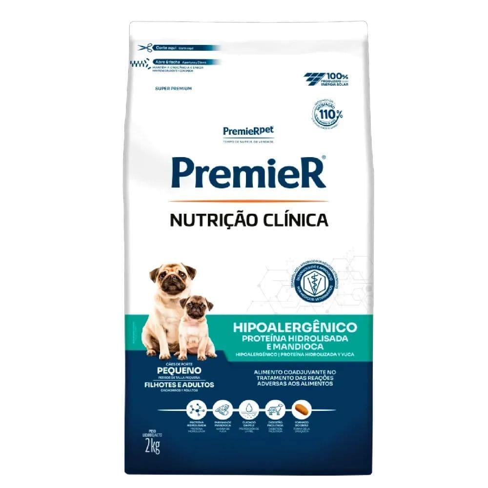 Ração Premier Nutrição Clínica Hipoalergênico Cães Adultos e Filhotes Pequeno Porte 2kg