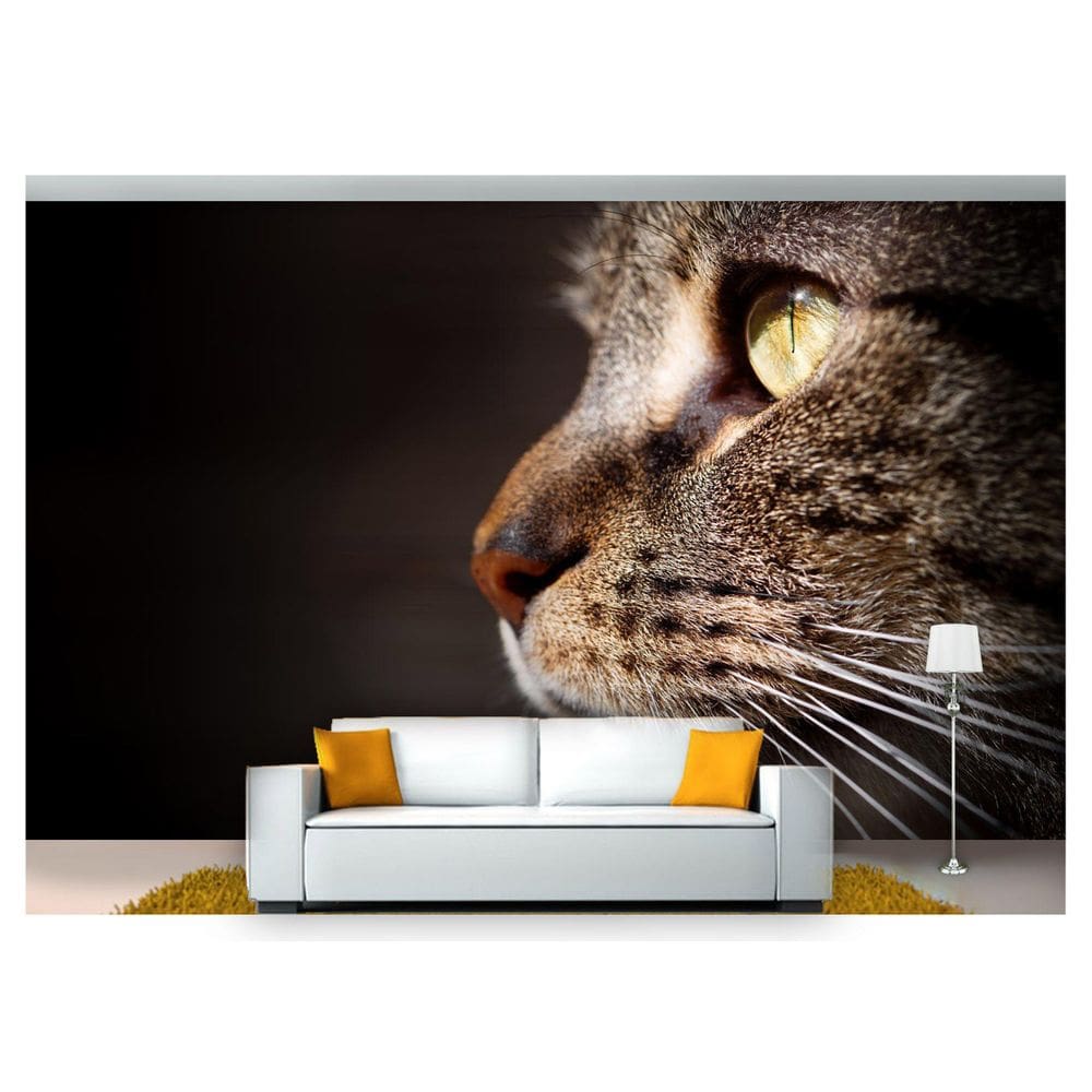Papel De Parede Animais Gato Rosto Felino 3D Anm132