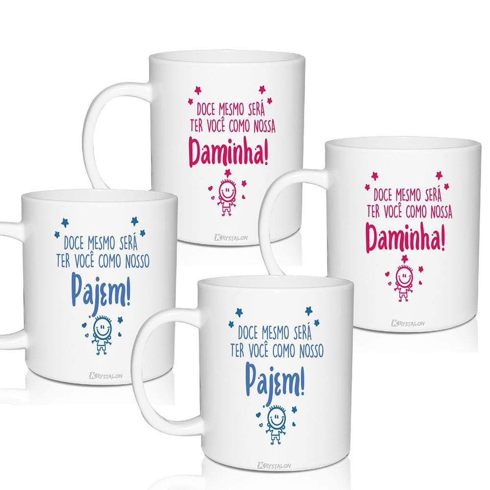 Kit 4 Canecas Lembrancinha Pajem/Daminha - Casamento