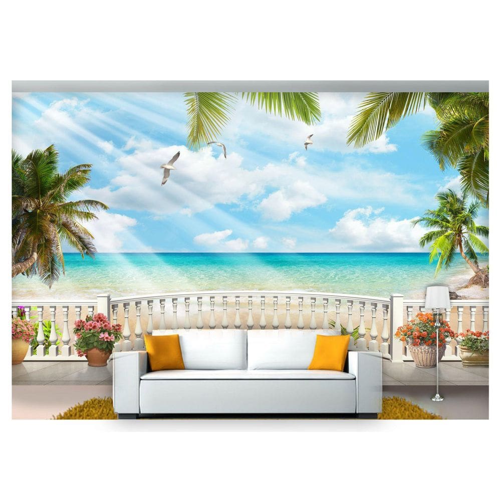 Papel De Parede Paisagem Digital Varanda Praia  Dah15