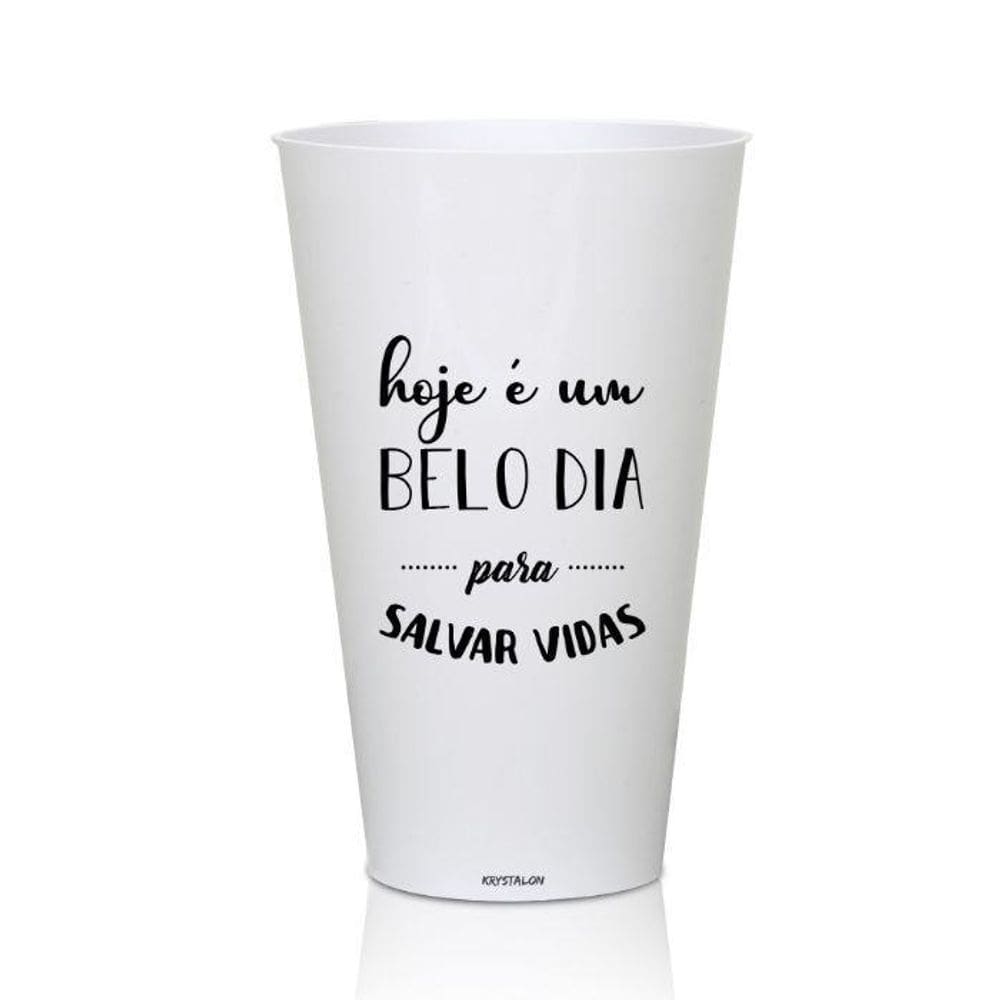 4 Copos Brancos 550Ml Personalizados Acrílico Salvar Vidas