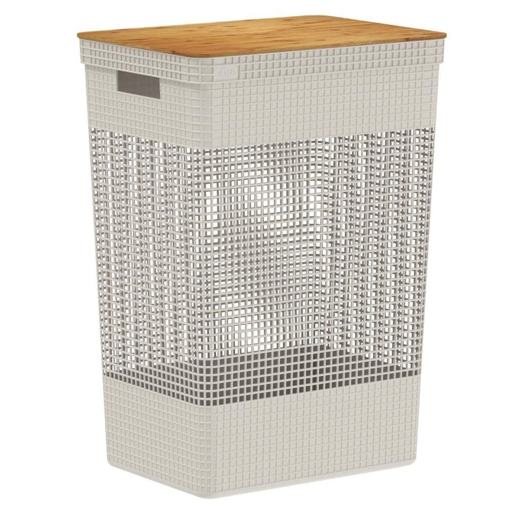 Cesto Organizador Com Tampa Bamboo Grande Organizador Ou 49L