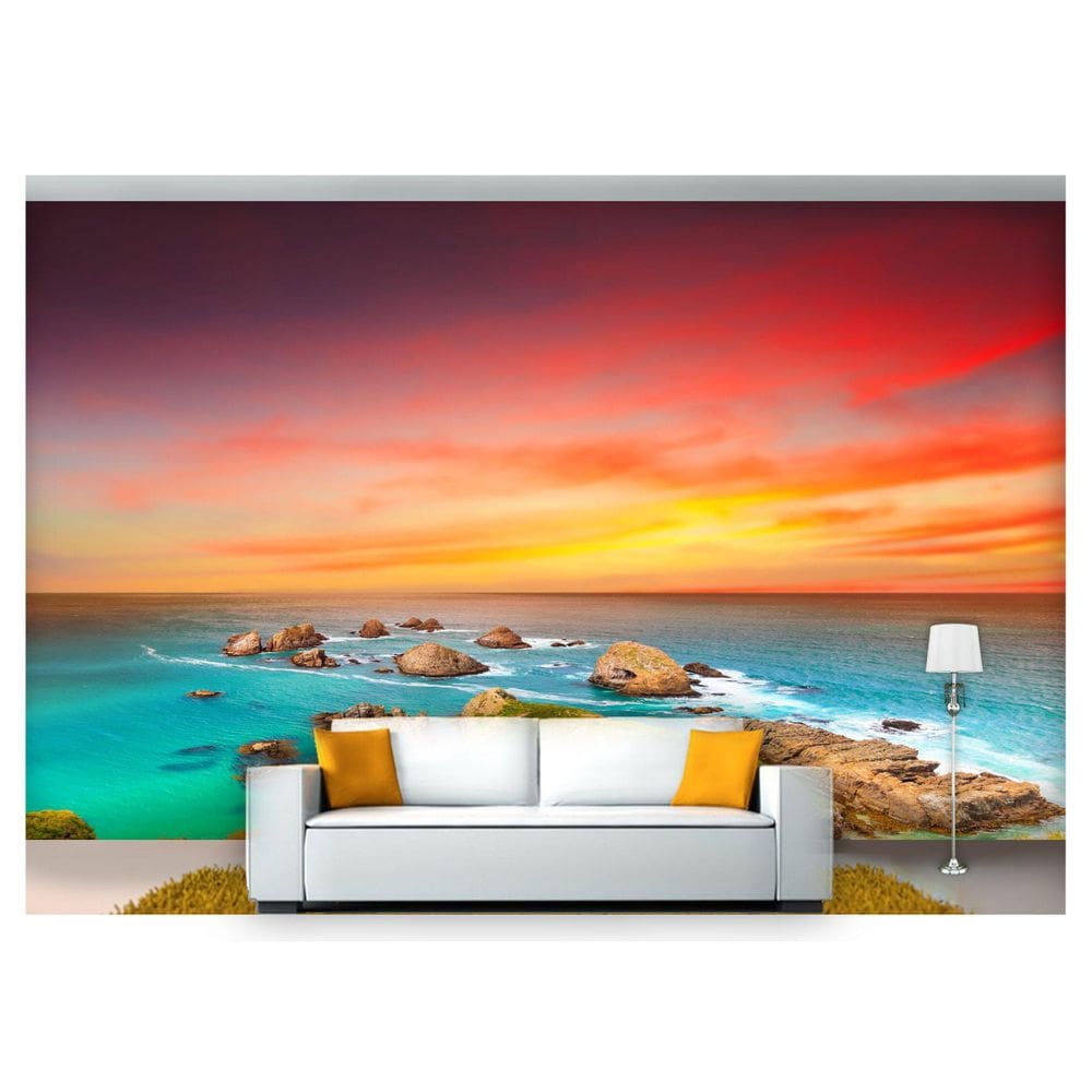 Papel De Parede Céu Nuvens Por Do Sol Praia 3D  Nsk68