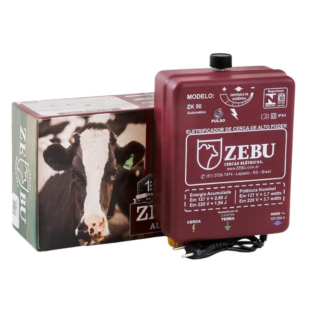 Eletrificador Elétrico de Cercas Médias Propriedades Até 25.000m ZK50 Bivolt - ZEBU 3531-9