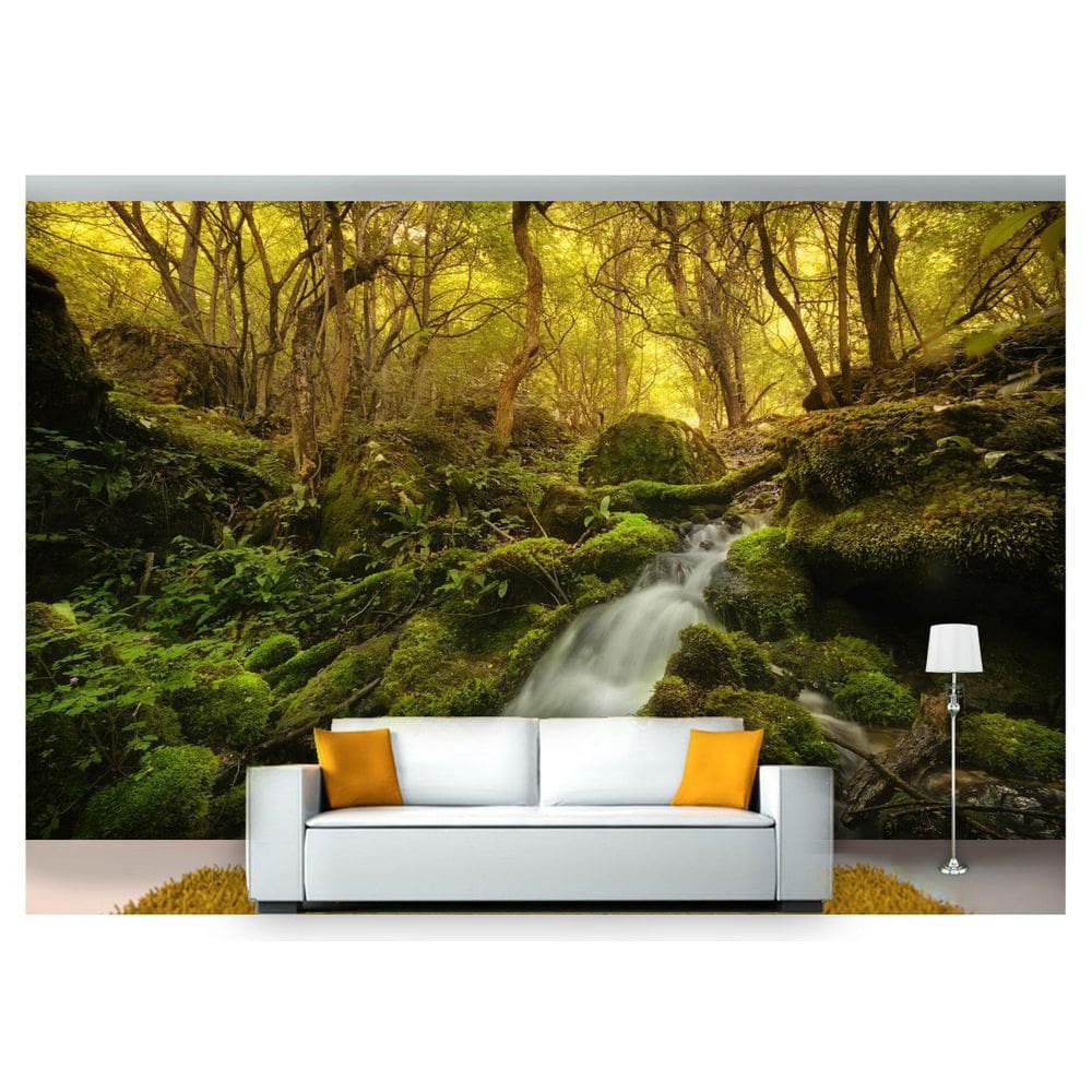 Papel De Parede Cachoeira Natureza Outono 3D 6M² Nch136